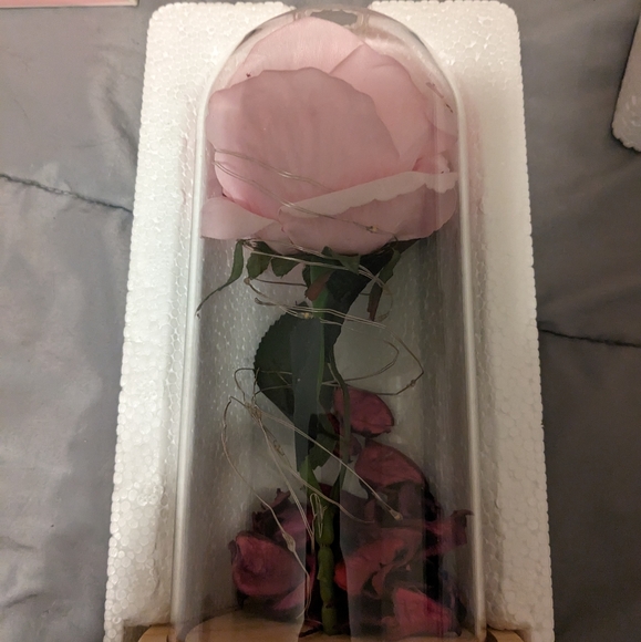 Light up pink rose in glass LED string lights batteries included - Picture 6 of 6